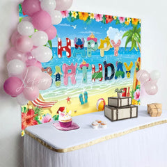 Cartoon Hawaii Summer Theme Tropical Luau Birthday Party Backdrop