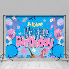 Cartoon Hawaiian Summer Aloha Stitch Happy Birthday Backdrop