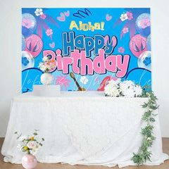 Cartoon Hawaiian Summer Aloha Stitch Happy Birthday Backdrop