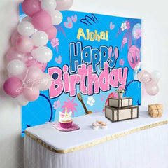 Cartoon Hawaiian Summer Aloha Stitch Happy Birthday Backdrop