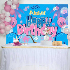 Cartoon Hawaiian Summer Aloha Stitch Happy Birthday Backdrop