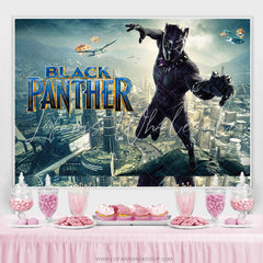 Lofaris Cartoon Hero Modern City Happy Birthday Backdrop