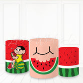 Lofaris Cartoon Kid Eating Watermelon Plinth Cover Birthday Pedestal