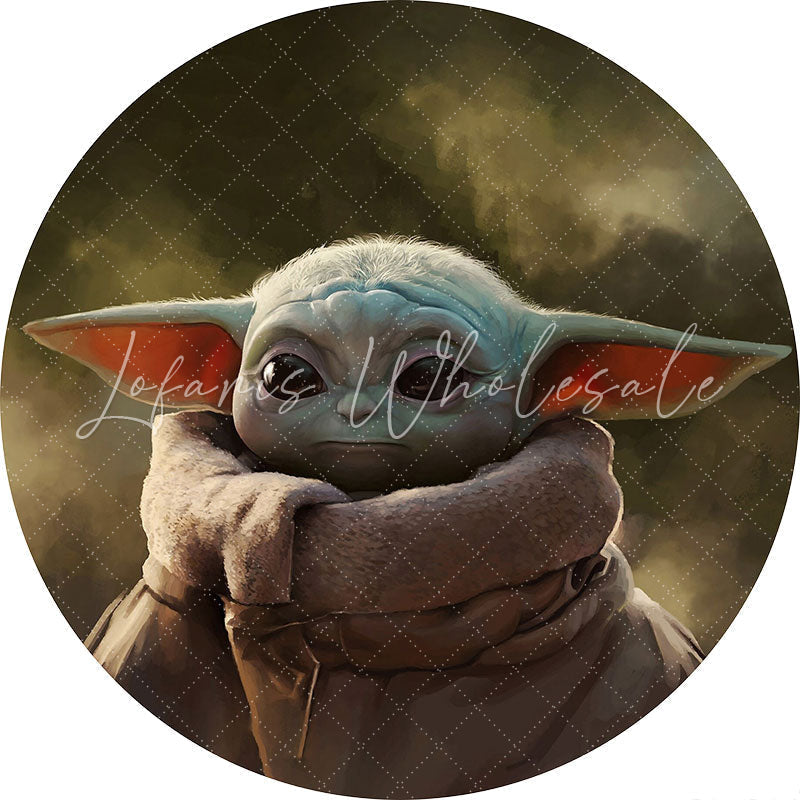 Lofaris Cartoon Little Alien Round Birthday Backdrop For Boy