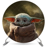 Lofaris Cartoon Little Alien Round Birthday Backdrop For Boy