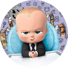 Lofaris Cartoon Little Baby Round Purple Birthday Backdrop