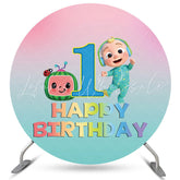 Lofaris Cartoon Little Boy Round 1st Happy Birthday Backdrop