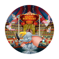 Lofaris Cartoon Little Elephant Round Circus Birthday Backdrop