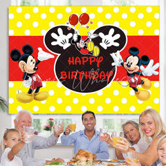 Lofaris Cartoon Little Mouse Red And Yellow Birthday Backdrop