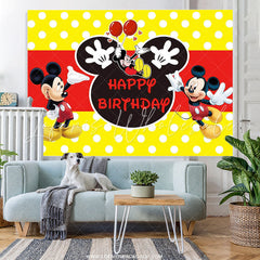 Lofaris Cartoon Little Mouse Red And Yellow Birthday Backdrop