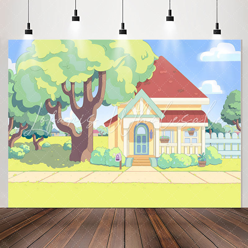 Lofaris Cartoon Lovely House Trees Garden Backdrop For Party