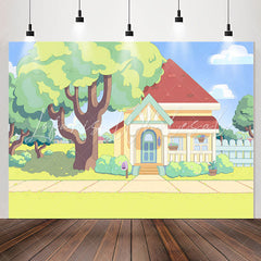Lofaris Cartoon Lovely House Trees Garden Backdrop For Party