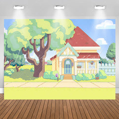 Lofaris Cartoon Lovely House Trees Garden Backdrop For Party