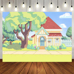 Lofaris Cartoon Lovely House Trees Garden Backdrop For Party