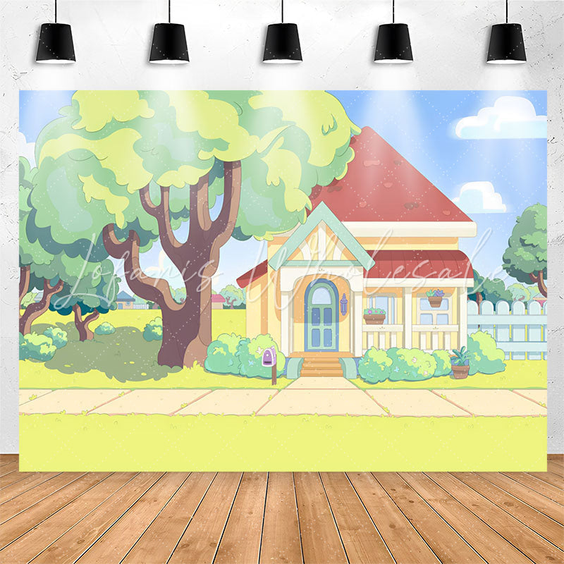 Lofaris Cartoon Lovely House Trees Garden Backdrop For Party