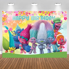 Lofaris Cartoon Magic Hair Elfs Floral Birthday Backdrop