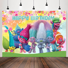 Lofaris Cartoon Magic Hair Elfs Floral Birthday Backdrop