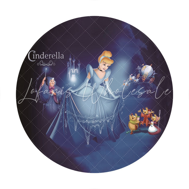 Lofaris Cartoon Magic Princsee Round Happy Birthday Backdrop