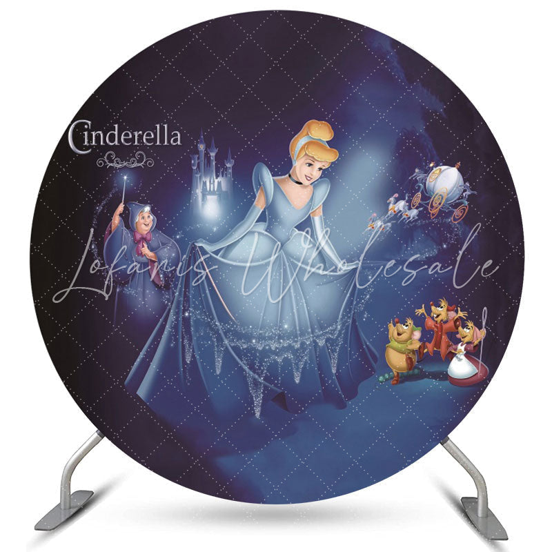 Lofaris Cartoon Magic Princsee Round Happy Birthday Backdrop