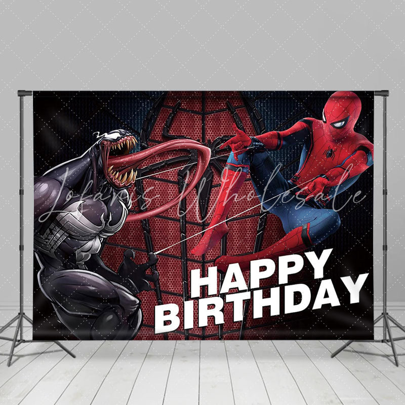 Lofaris Cartoon Monster And Hero Black White Birthday Backdrop