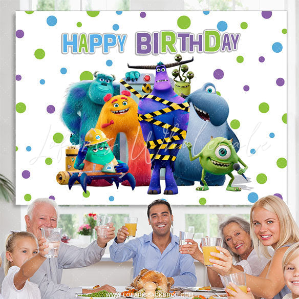 Lofaris Cartoon Monster Friends Kids Happy Birthday Backdrop