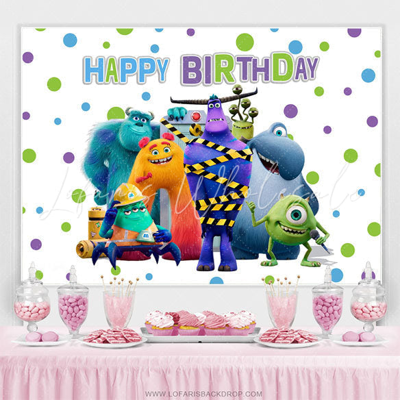 Lofaris Cartoon Monster Friends Kids Happy Birthday Backdrop