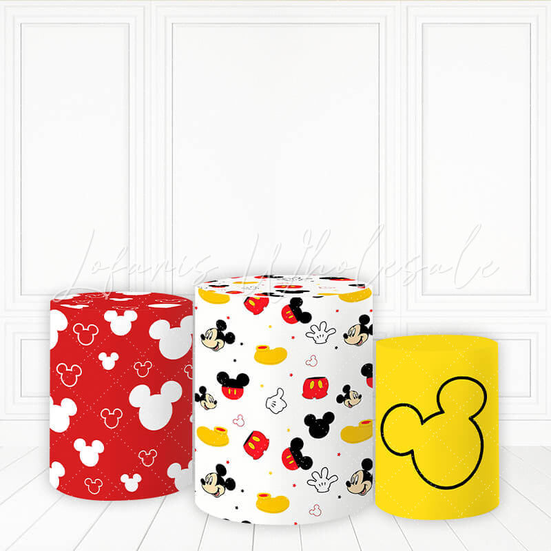 Lofaris Cartoon Mouse Pattern Cake Table Cover Red White Yellow Plinth