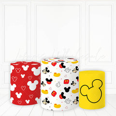 Lofaris Cartoon Mouse Pattern Cake Table Cover Red White Yellow Plinth