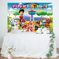 Cartoon Paw Patrol Dog Theme Birthday Party Backdrop For Indoor Party