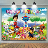 Cartoon Paw Patrol Dog Theme Birthday Party Backdrop For Indoor Party