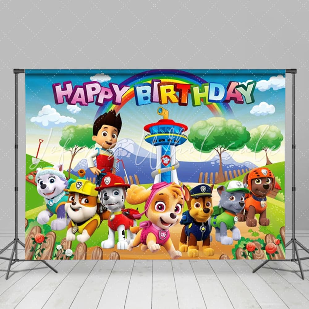 Cartoon Paw Patrol Dog Theme Birthday Party Backdrop For Indoor Party