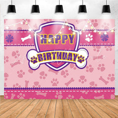 Lofaris Cartoon Pink Paws Bones Birthday Backdrop For Girls