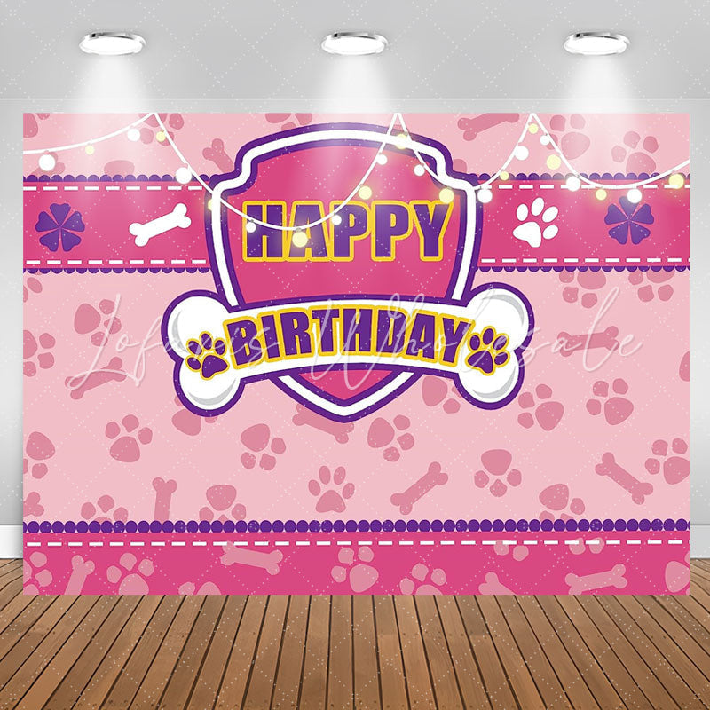 Lofaris Cartoon Pink Paws Bones Birthday Backdrop For Girls
