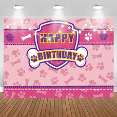 Lofaris Cartoon Pink Paws Bones Birthday Backdrop For Girls