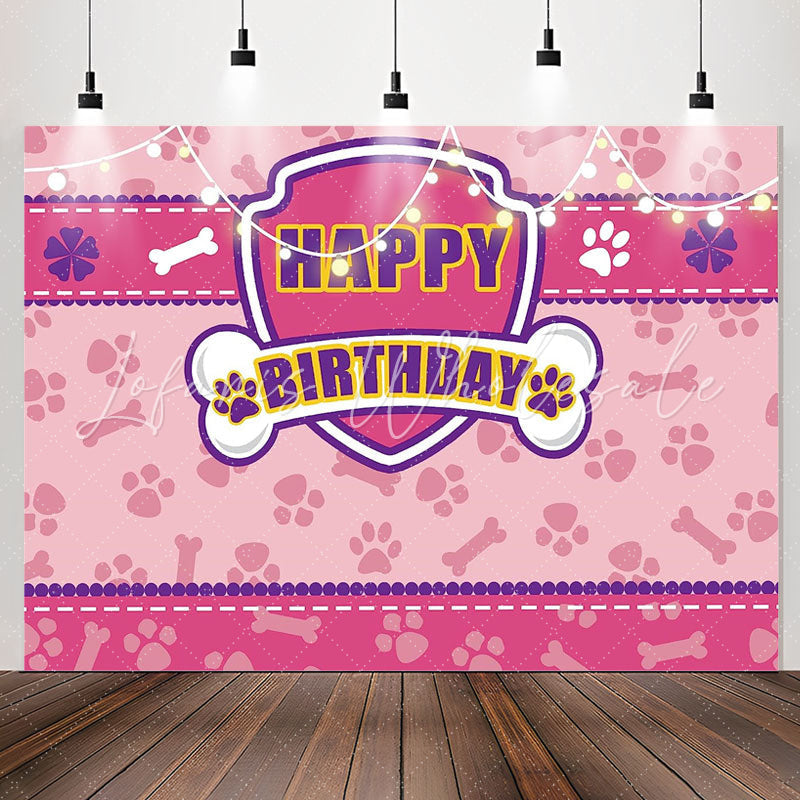 Lofaris Cartoon Pink Paws Bones Birthday Backdrop For Girls