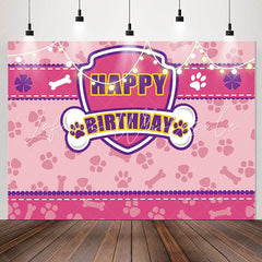 Lofaris Cartoon Pink Paws Bones Birthday Backdrop For Girls