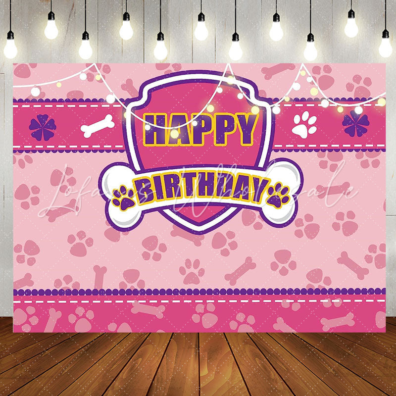 Lofaris Cartoon Pink Paws Bones Birthday Backdrop For Girls