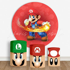 Lofaris Cartoon Pipeman Fire Punch Circle Birthday Backdrop Kit