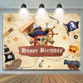 Lofaris Cartoon Pirate Theme Happy Birthday Party Backdrop