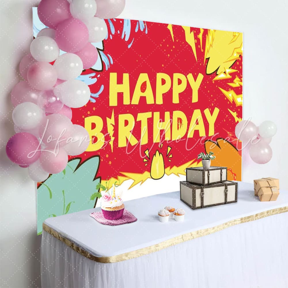 Cartoon Pokemon Anime Red White Yellow Birthday Backdrop For Kids