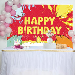Cartoon Pokemon Anime Red White Yellow Birthday Backdrop For Kids