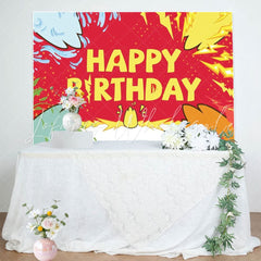 Cartoon Pokemon Anime Red White Yellow Birthday Backdrop For Kids