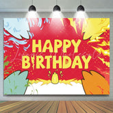 Cartoon Pokemon Anime Red White Yellow Birthday Backdrop For Kids