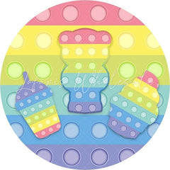 Lofaris Cartoon Pop It Fidget Toy Round Party Backdrops