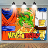 Cartoon Q Dragon Ball Happy Birthday Party Backdrop For Boys
