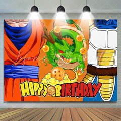 Cartoon Q Dragon Ball Happy Birthday Party Backdrop For Boys
