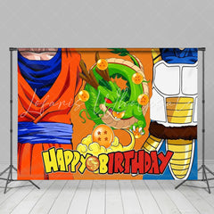 Cartoon Q Dragon Ball Happy Birthday Party Backdrop For Boys