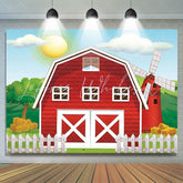 Lofaris Cartoon Red Farm Animals Children Birthday Party Backdrop
