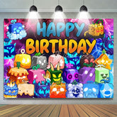 Cartoon Roblox Game Fruits Birthday Party Backdrop For Boys Kids