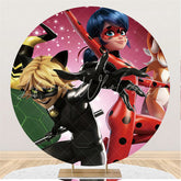 Lofaris Cartoon Round Themed Girls Happy Birthday Backdrop